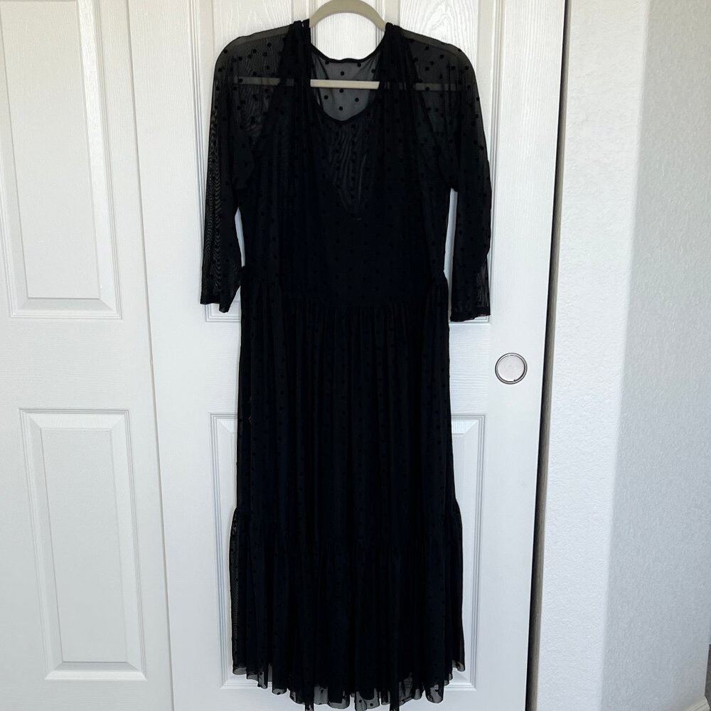 Torrid Black Mesh Polka Dot Dress